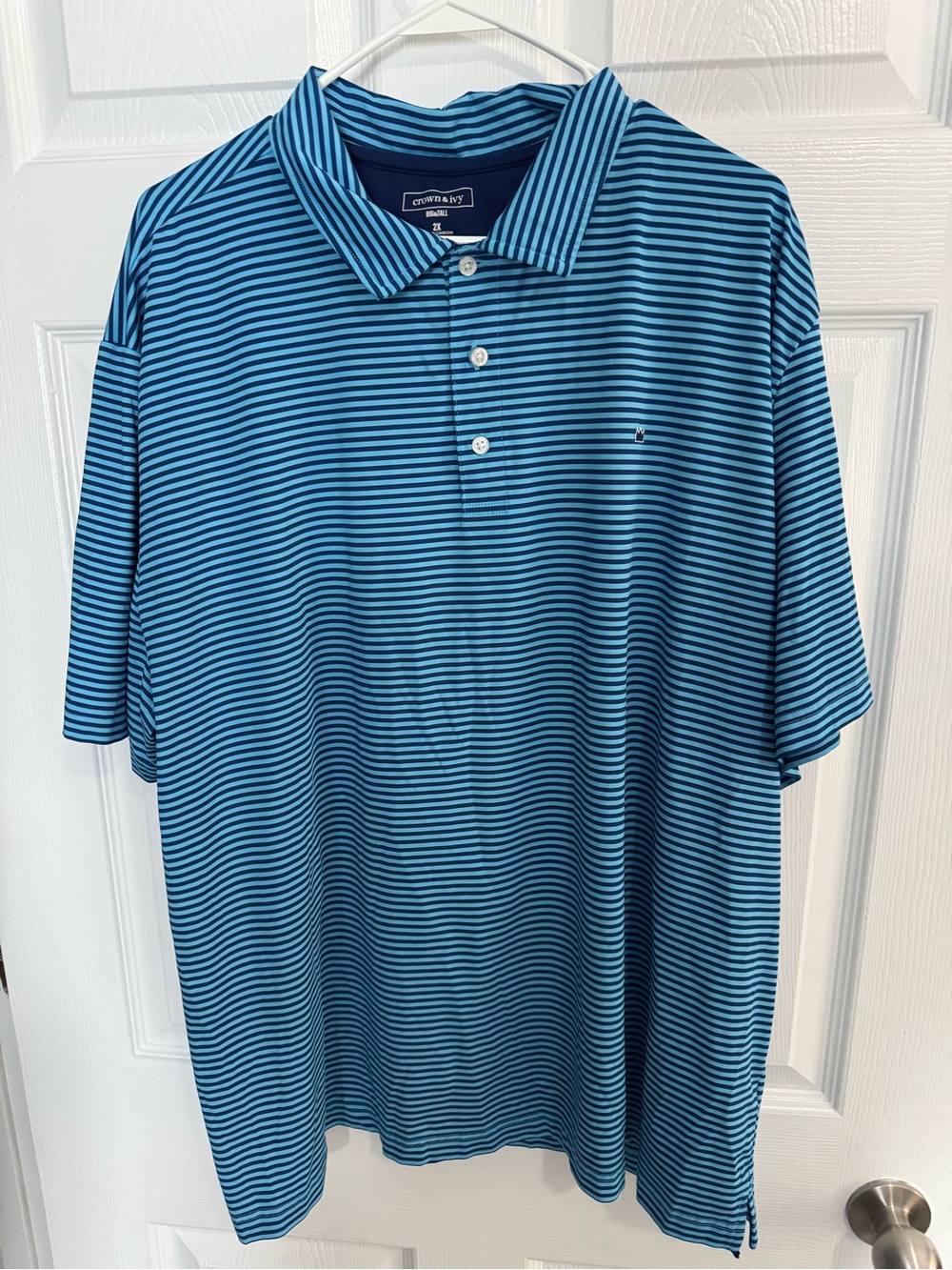 crown & ivy Blue Striped Polo Shirt